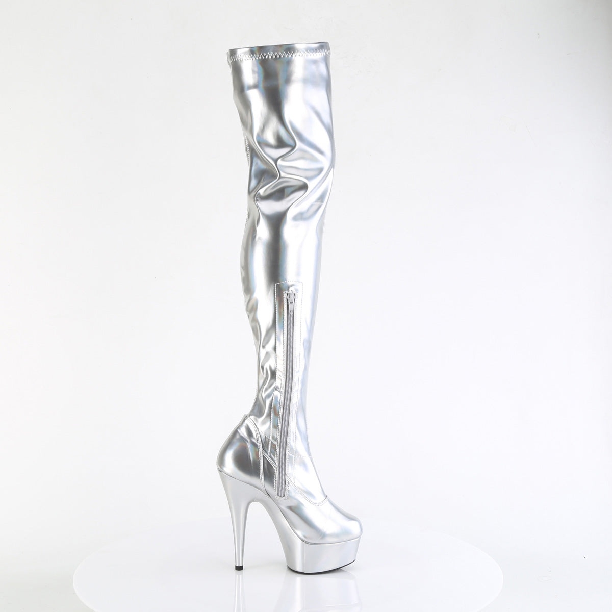 Pleaser - Delight 3000HWR - Silver Holographique Faux Leather - 6 inch