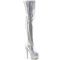 Pleaser - Delight 3000HWR - Silver Holographique Faux Leather - 6 inch