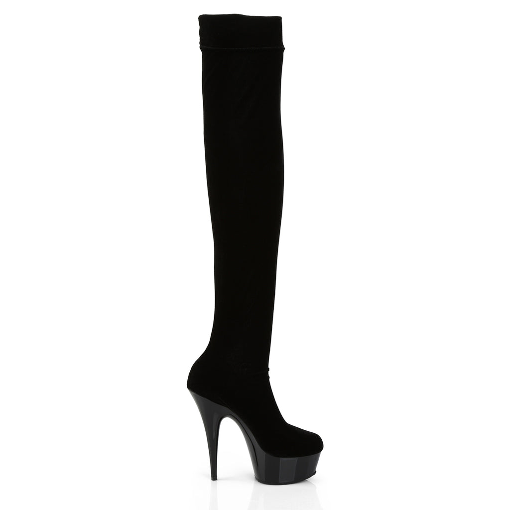 Pleaser - Delight 3002 - Black Velvet - 6 inch