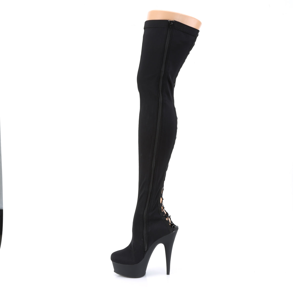 Pleaser - Delight 3003 - Black Lycra - 6 inch