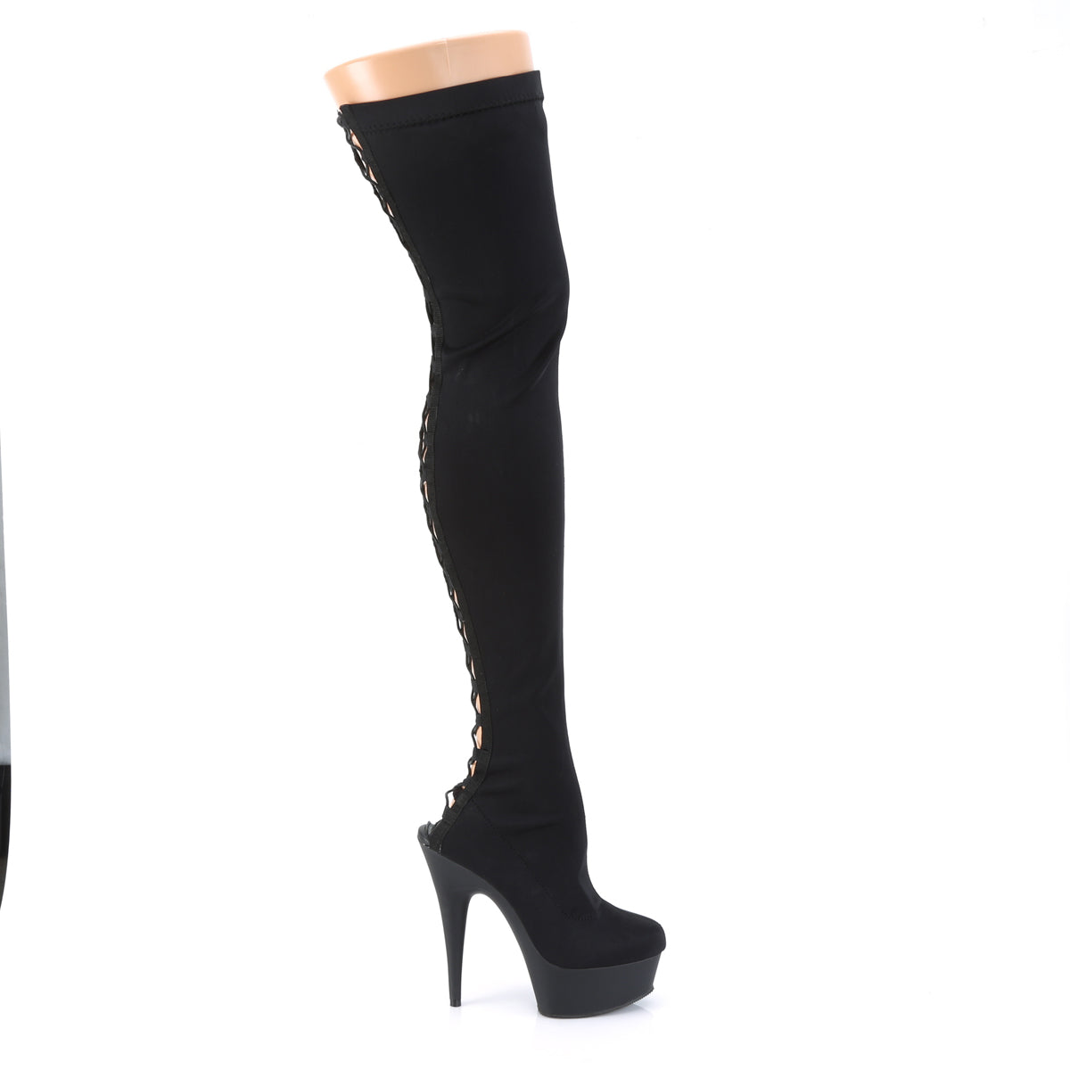 Pleaser - Delight 3003 - Black Lycra - 6 inch