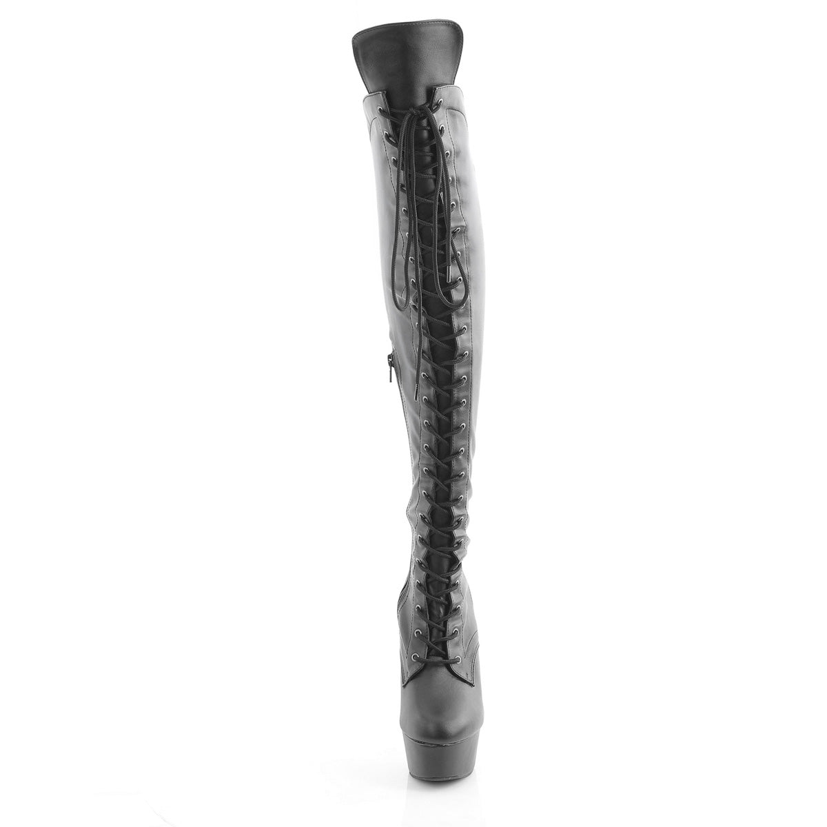 Pleaser - Delight 3014 - Black . Faux Leather - 6 inch