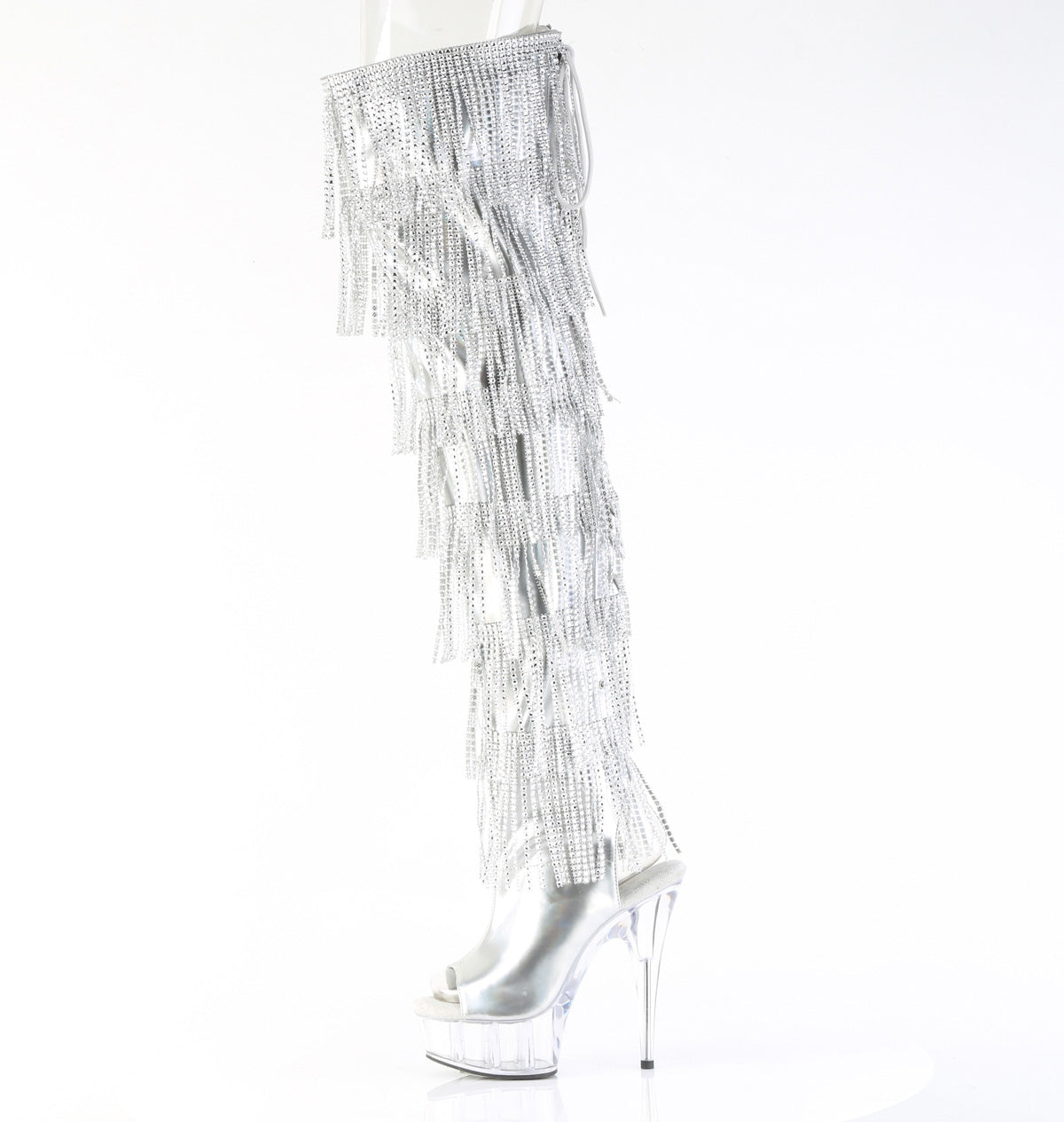 Pleaser - Delight 3017HG-RSF - Silver Holographique Metallic Faux Leather - 6 inch