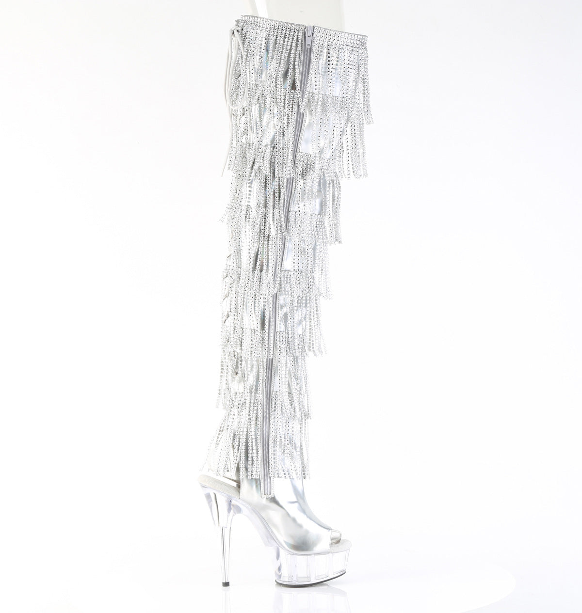 Pleaser - Delight 3017HG-RSF - Silver Holographique Metallic Faux Leather - 6 inch