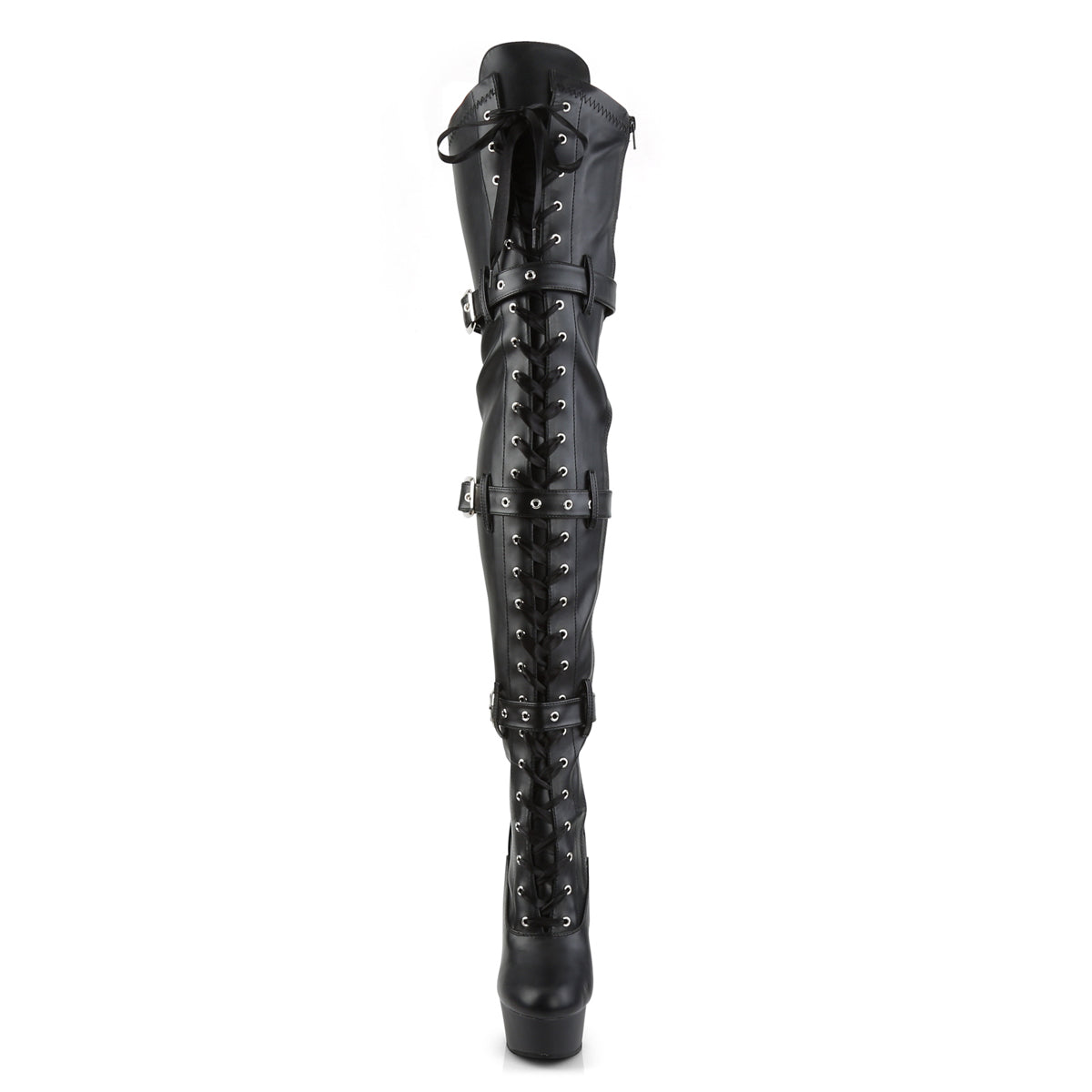 Pleaser - Delight 3028 - Black Faux Leather - 6 inch