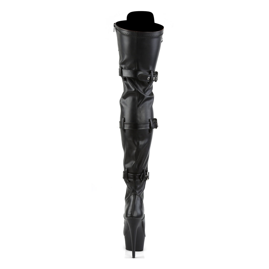 Pleaser - Delight 3028 - Black Faux Leather - 6 inch