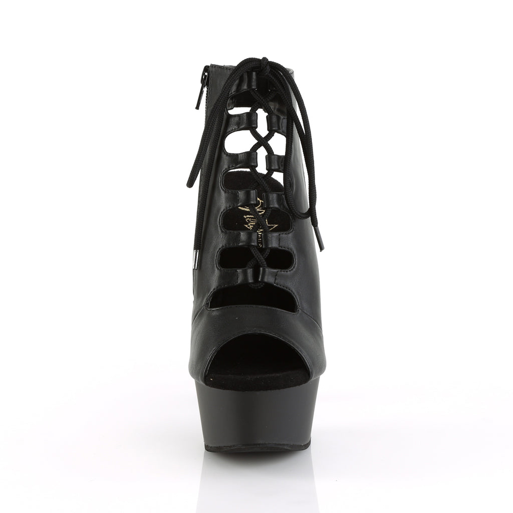 Pleaser - Delight 600-20 - Black Faux Leather - 6 inch