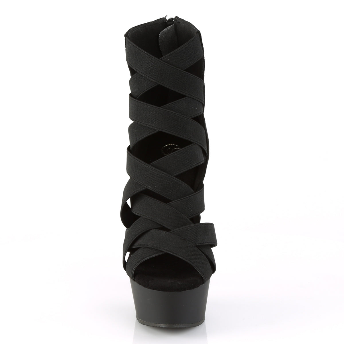Pleaser - Delight 600-24 - Black Elastic Band-Faux Suede - 6 inch