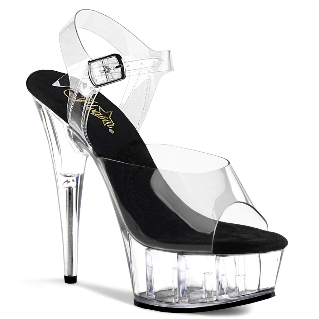 Pleaser - Delight 608 - Clear-Black - 6 inch