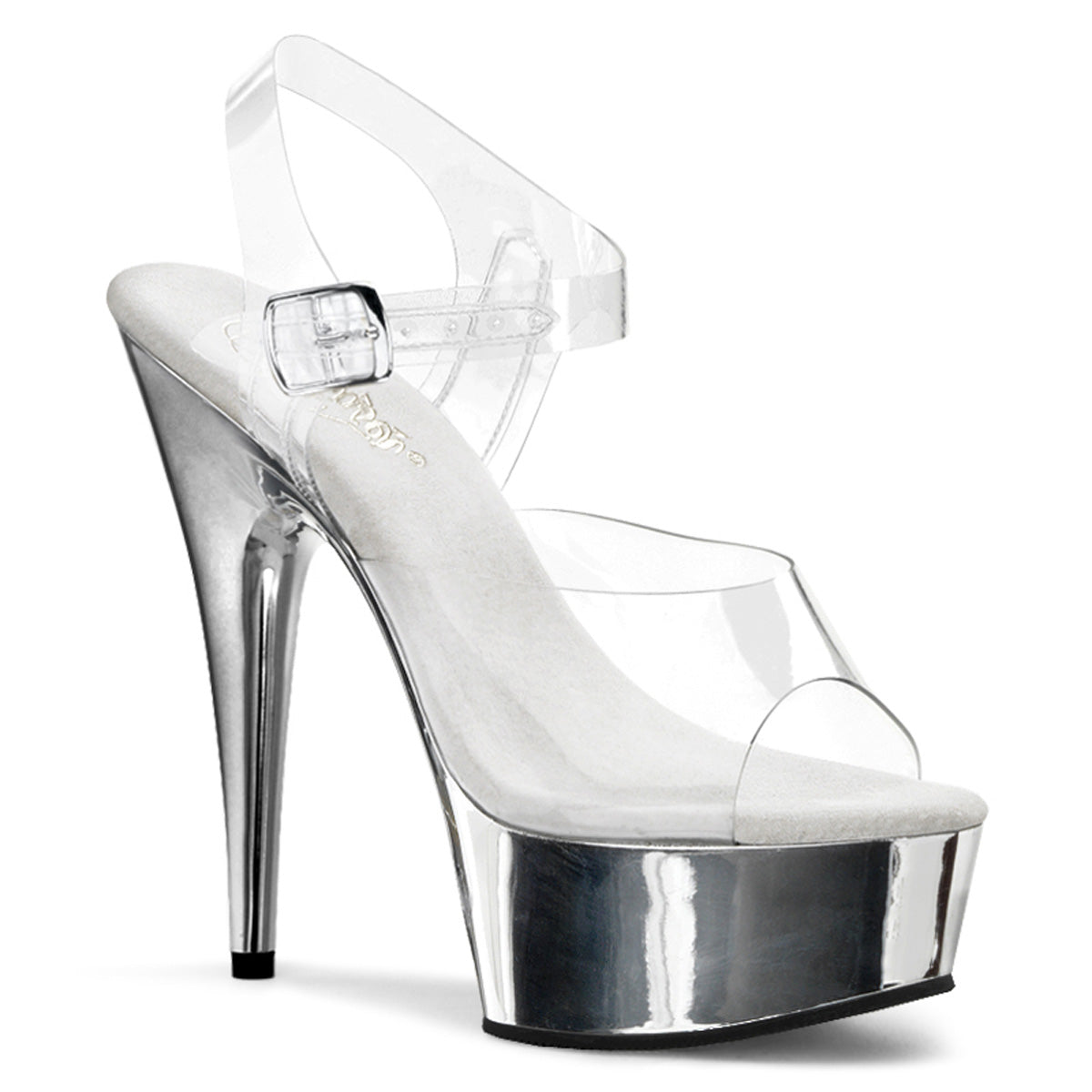 Pleaser - Delight 608 - Silver Chrome - 6 inch