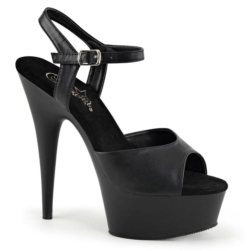 Pleaser - Delight 609 - Black Faux Leather - 6 inch