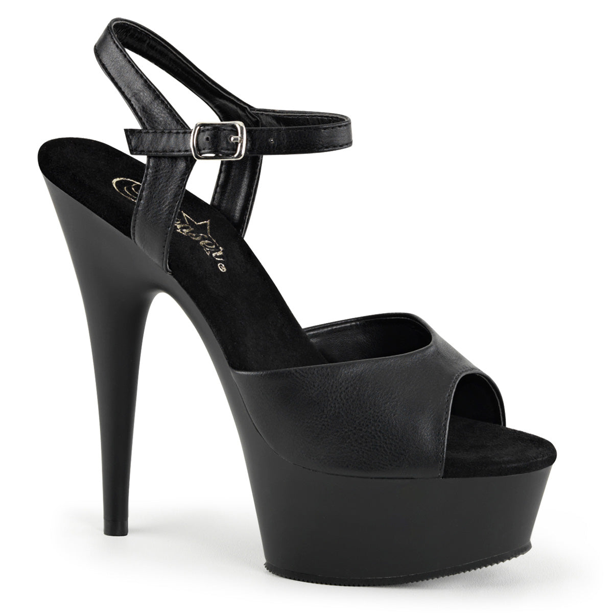 Pleaser - Delight 609 - Black Faux Leather - 6 inch