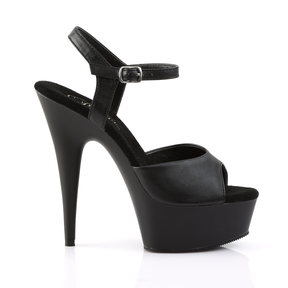 Pleaser - Delight 609 - Black Faux Leather - 6 inch