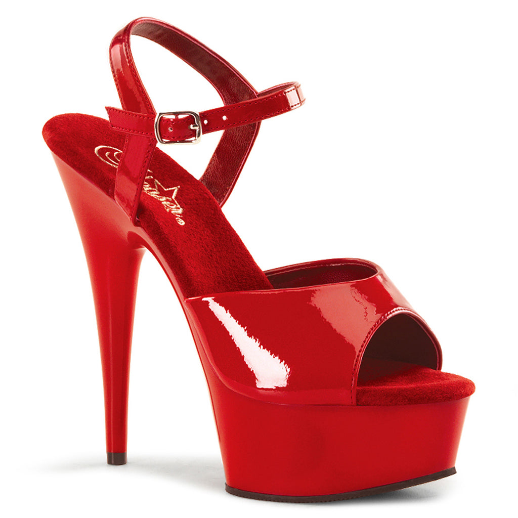 Pleaser - Delight 609 - Red - 6 inch