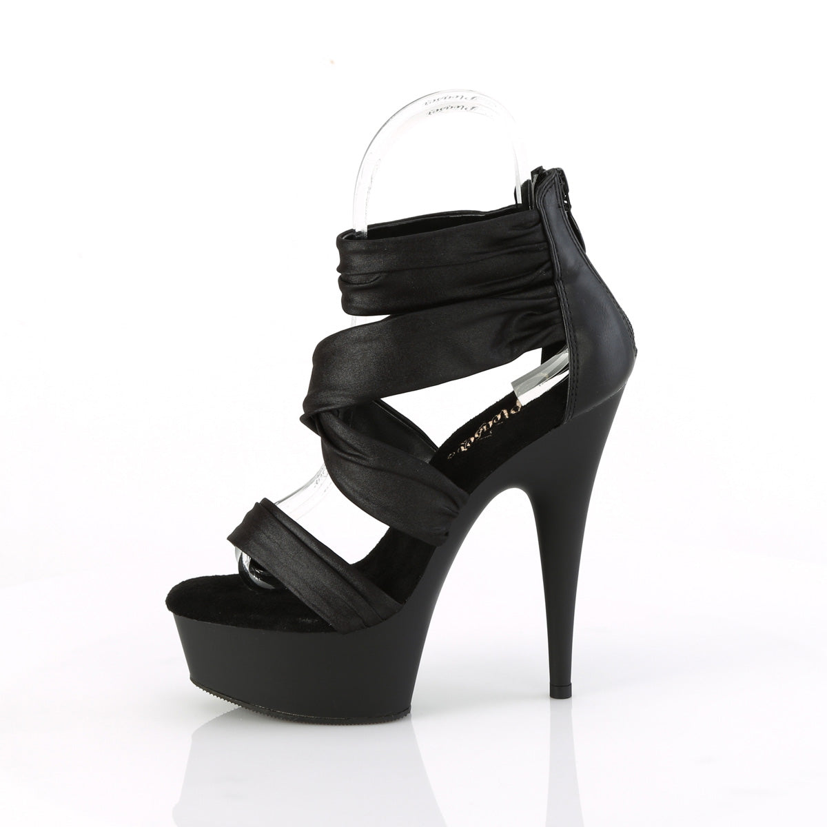 Pleaser - Delight 620 - Black Faux Leather-Fabric - 6 inch