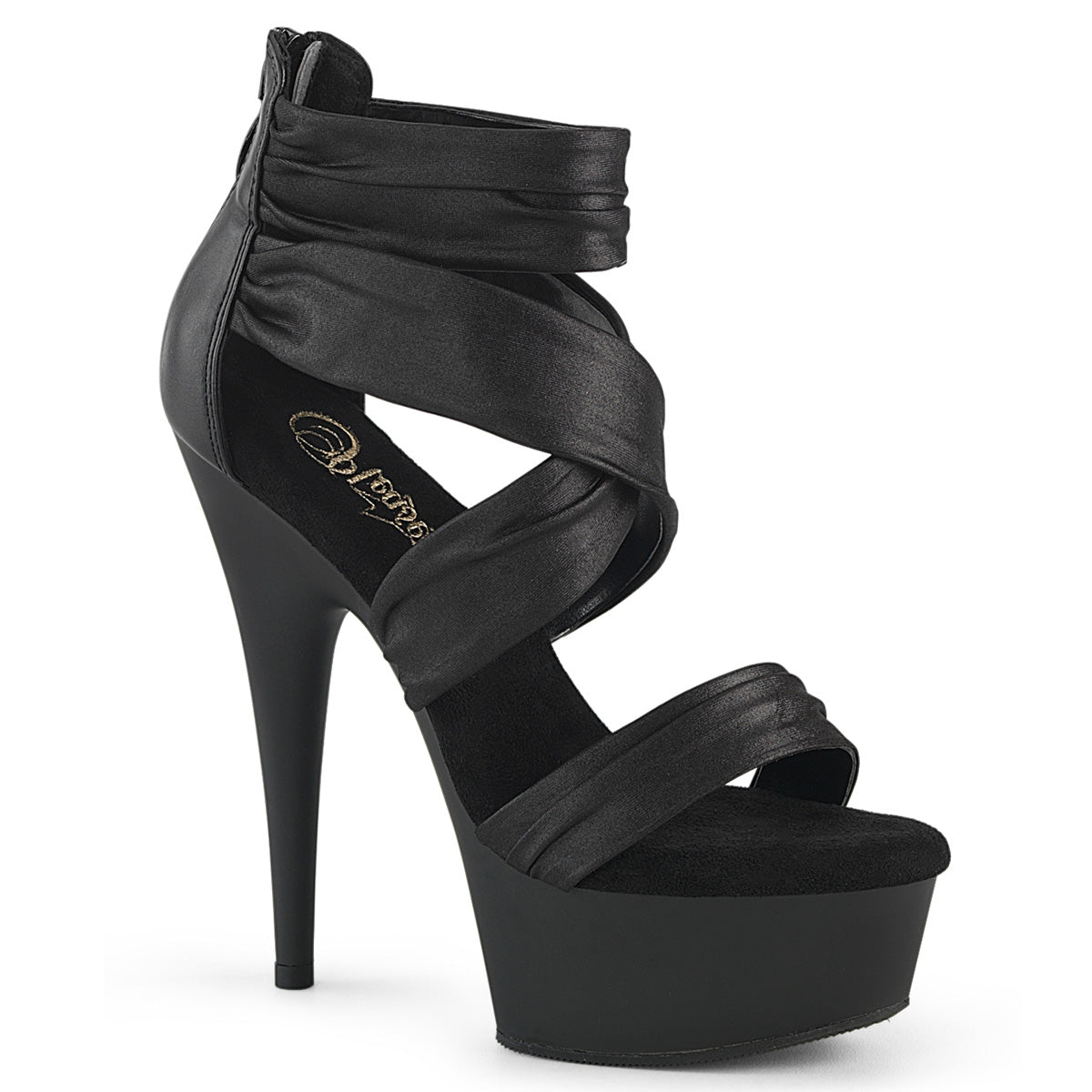 Pleaser - Delight 620 - Black Faux Leather-Fabric - 6 inch