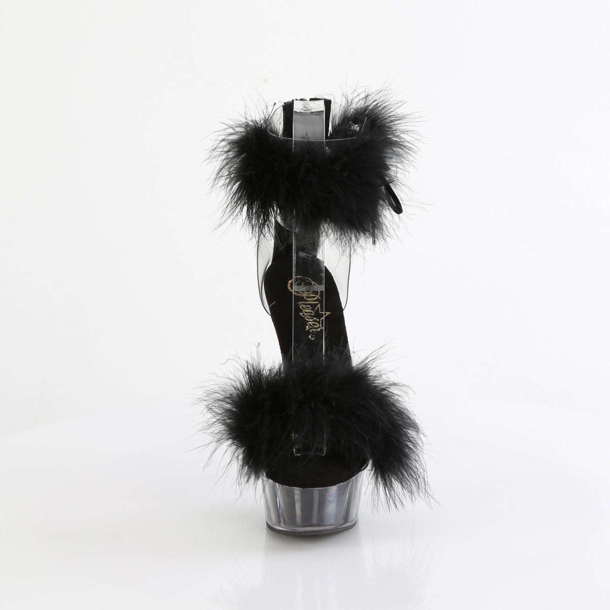 Pleaser - Delight 624F - Clear-Black Fourrure - 6 inch