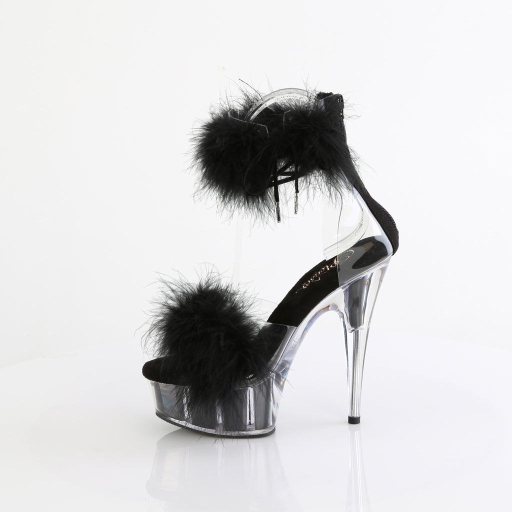 Pleaser - Delight 624F - Clear-Black Fourrure - 6 inch