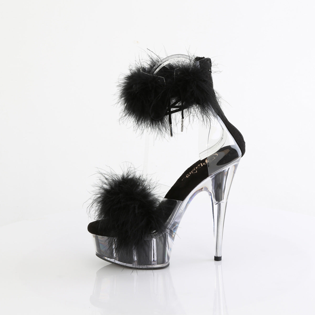 Pleaser - Delight 624F - Clear-Black Fourrure - 6 inch