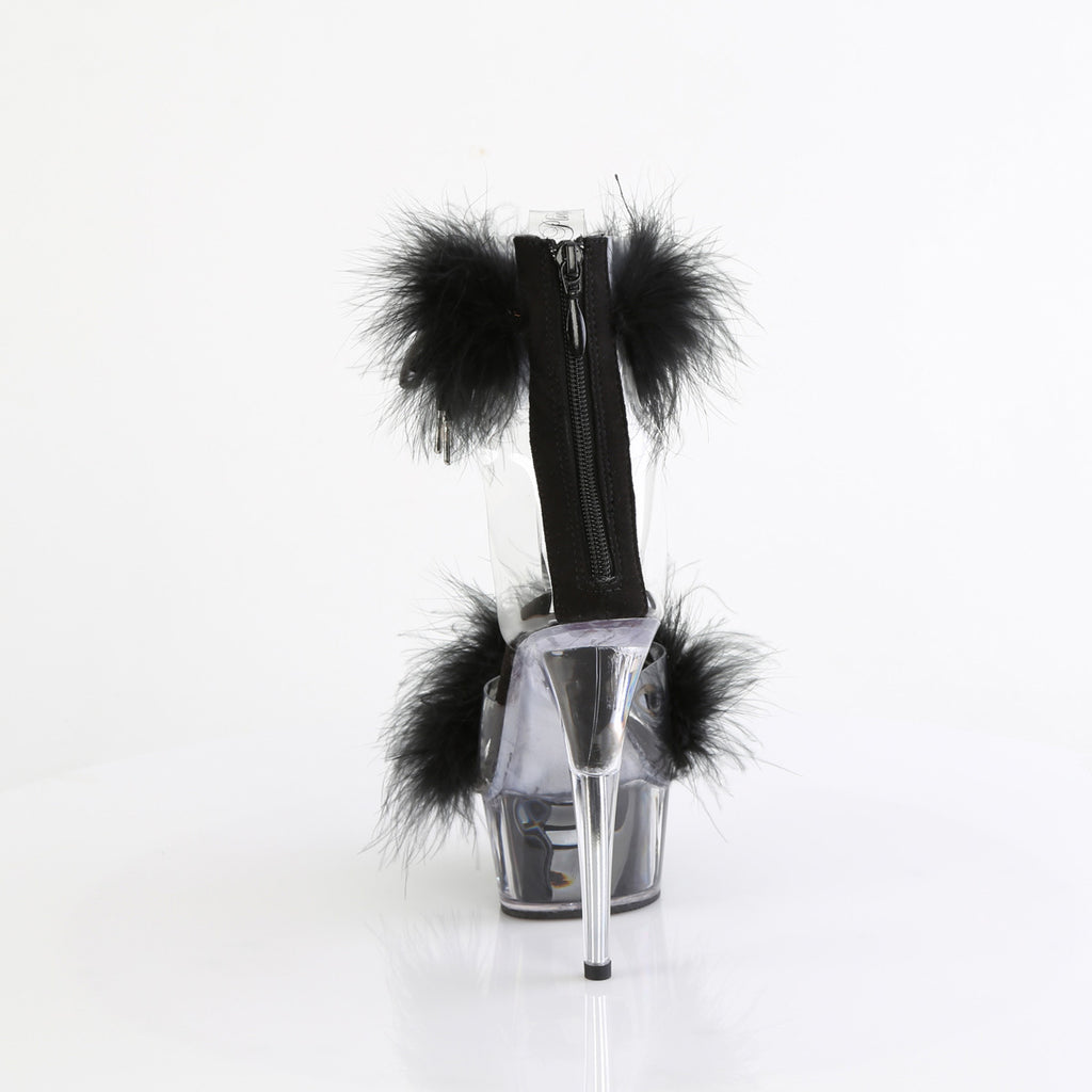 Pleaser - Delight 624F - Clear-Black Fourrure - 6 inch