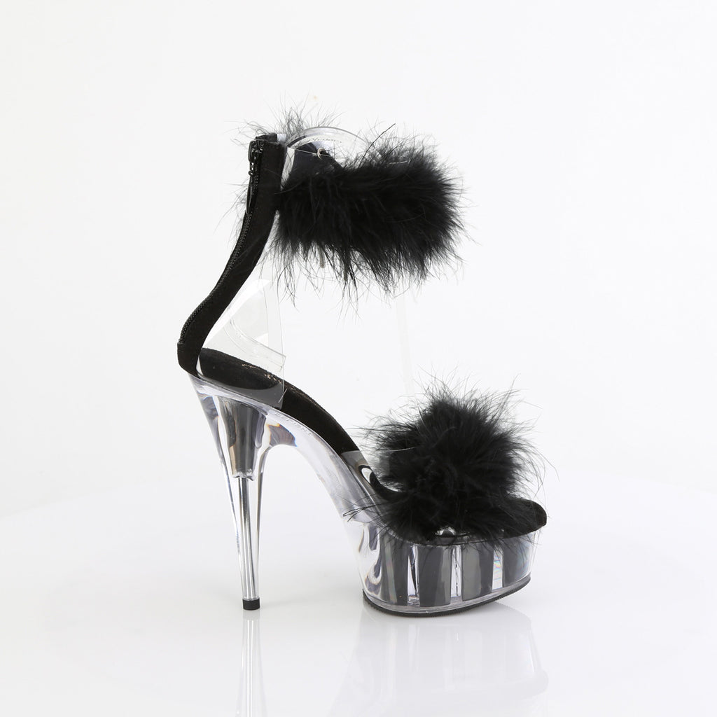 Pleaser - Delight 624F - Clear-Black Fourrure - 6 inch