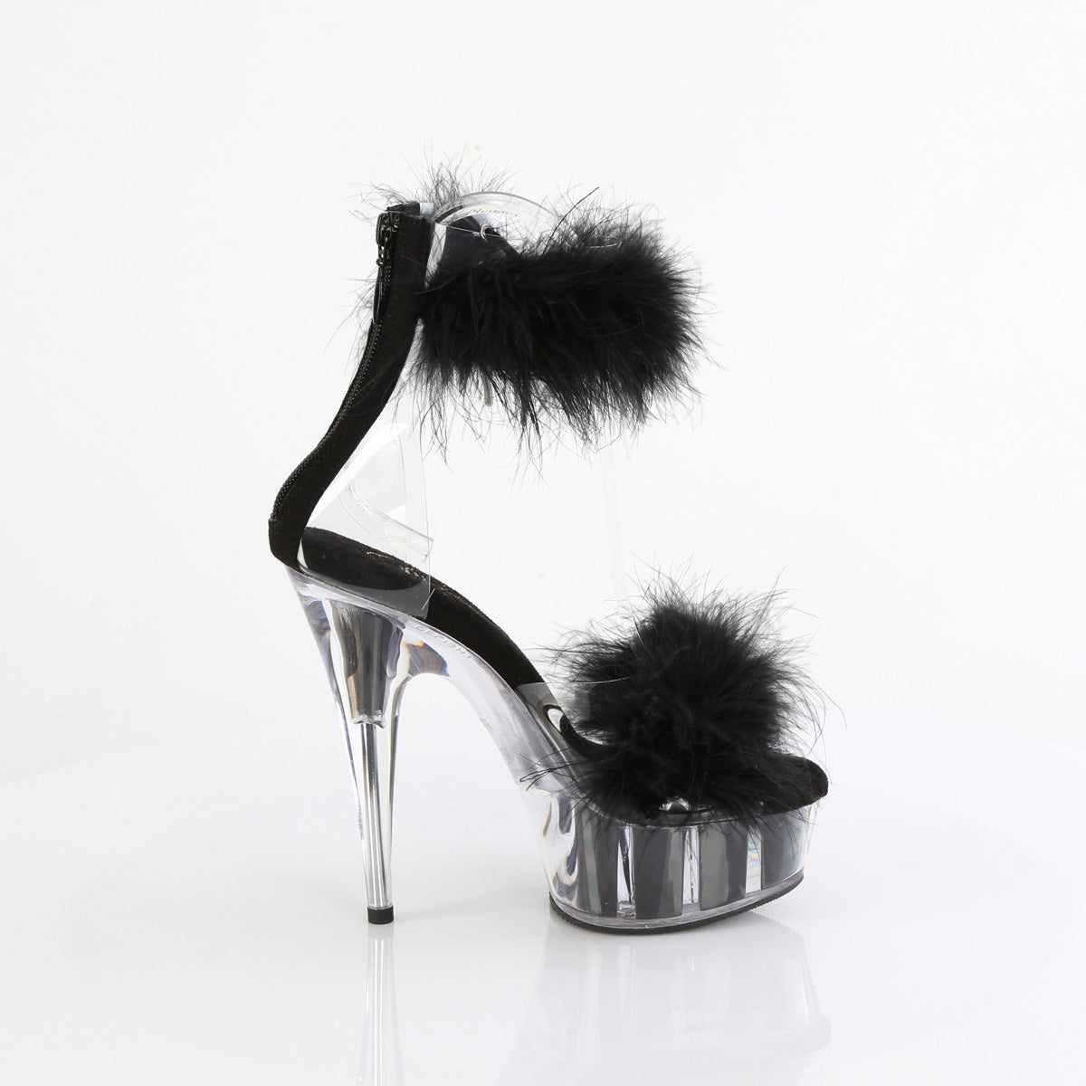 Pleaser - Delight 624F - Clear-Black Fourrure - 6 inch