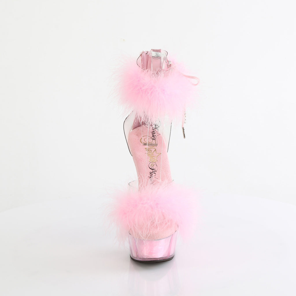 Pleaser - Delight 624F - Clear-Baby Pink Fourrure - 6 inch