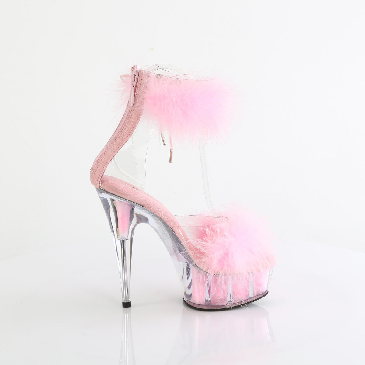 Pleaser - Delight 624F - Clear-Baby Pink Fourrure - 6 inch