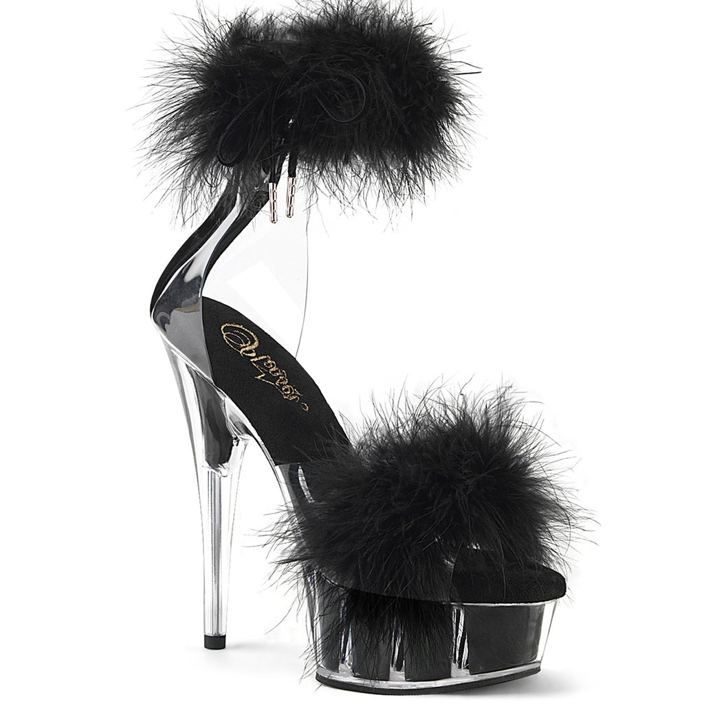 Pleaser - Delight 624F - Clear-Black Fourrure - 6 inch