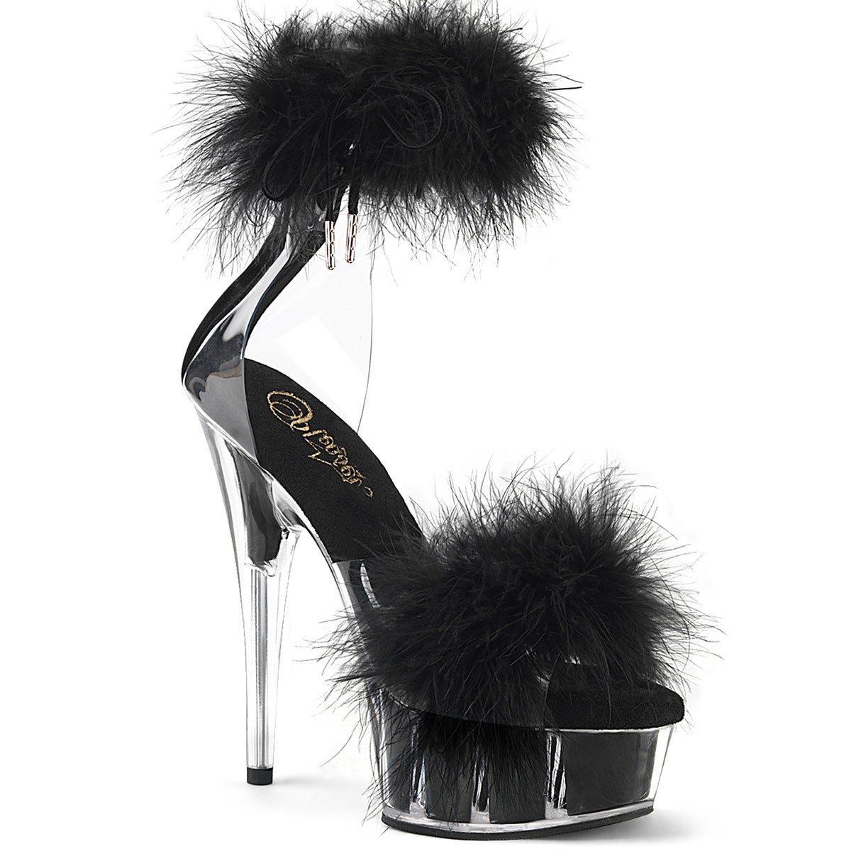 Pleaser - Delight 624F - Clear-Black Fourrure - 6 inch