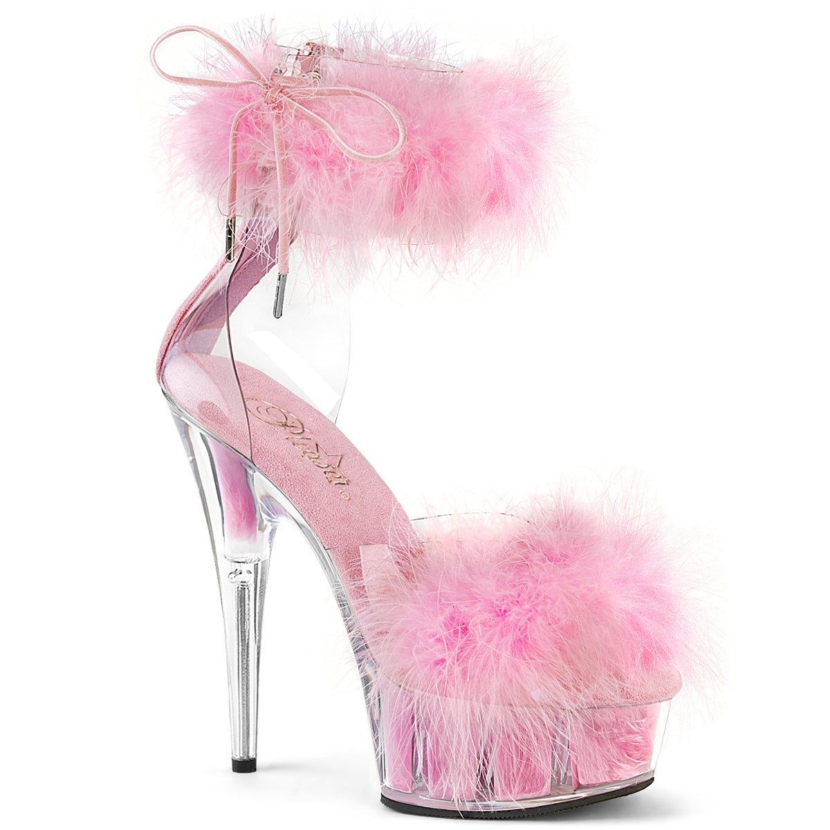 Pleaser - Delight 624F - Clear-Baby Pink Fourrure - 6 inch