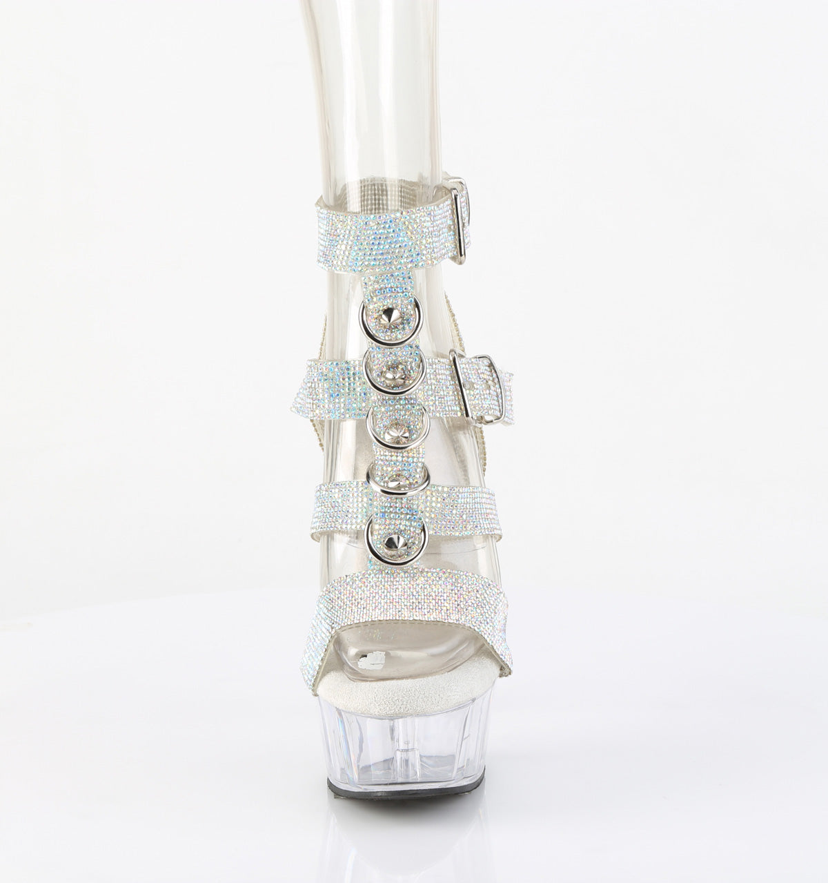 Pleaser - Delight 656RS - Silver AB Rhinestones-Jelly - 6 inch