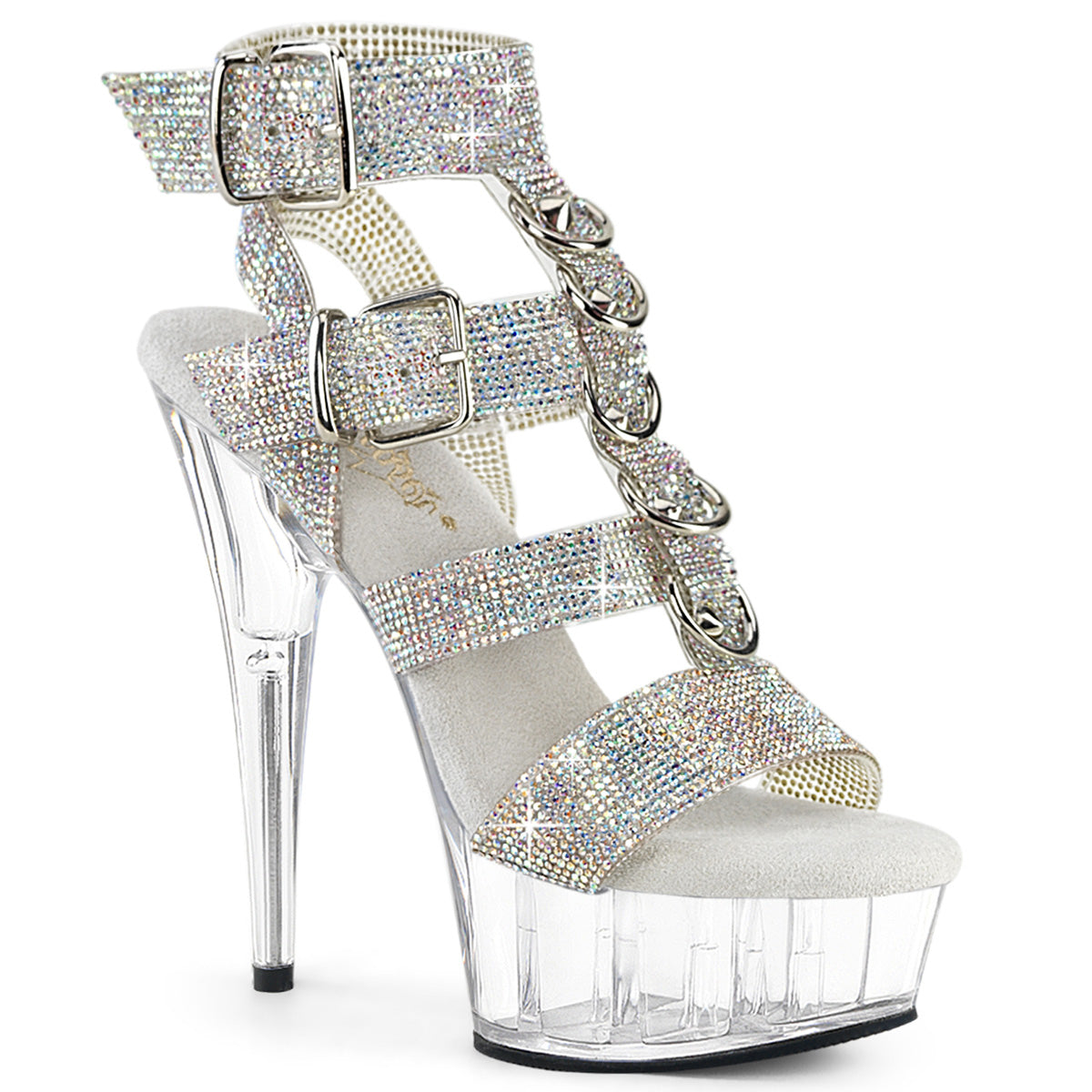 Pleaser - Delight 656RS - Silver AB Rhinestones-Jelly - 6 inch