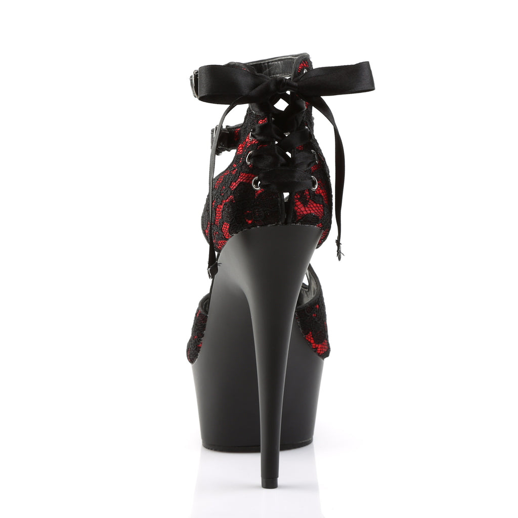 Pleaser - Delight 678LC - Red Satin-Lace - 6 inch