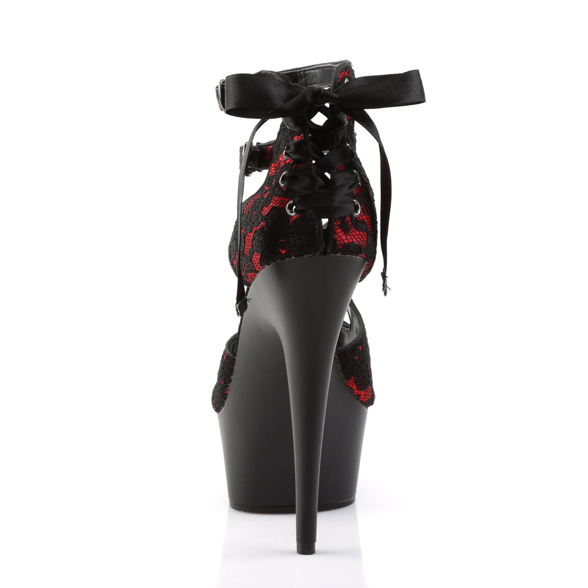 Pleaser - Delight 678LC - Red Satin-Lace - 6 inch