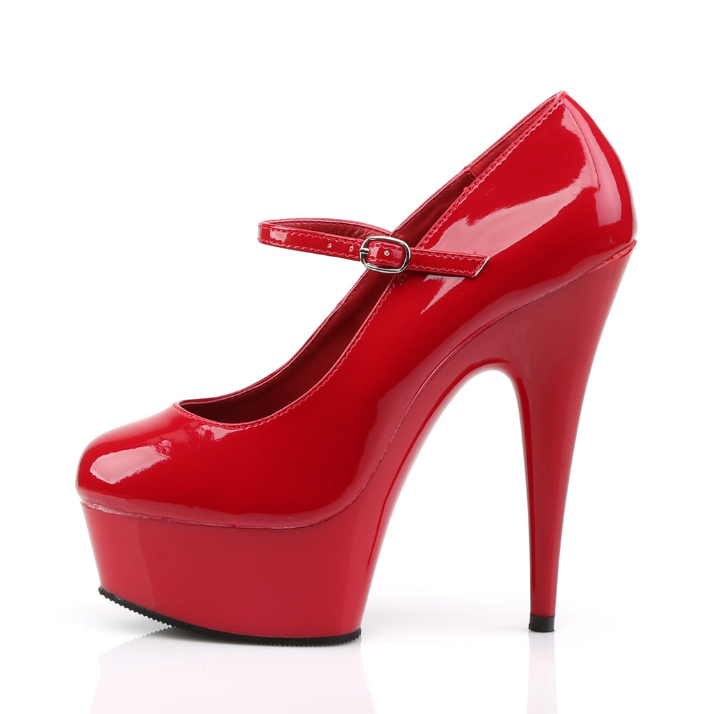 Pleaser - Delight 687 - Red - 6 inch