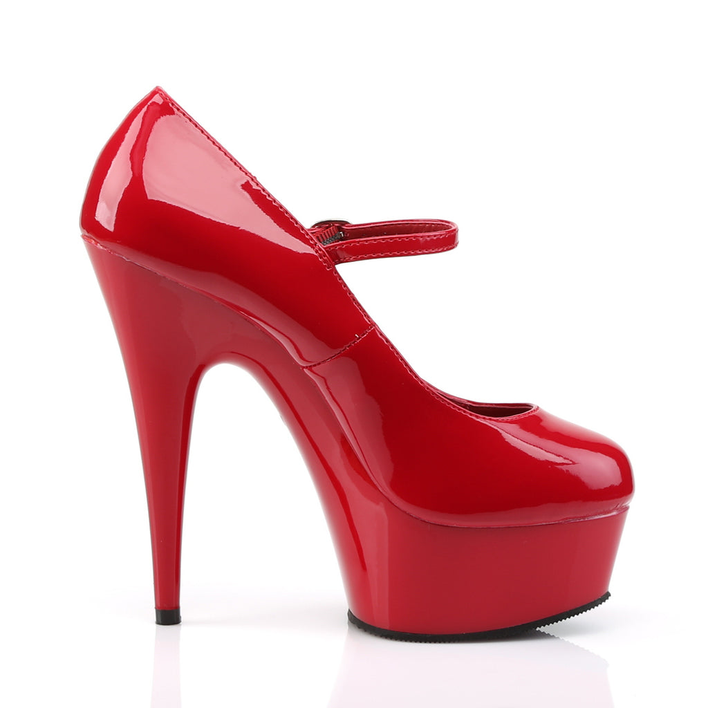 Pleaser - Delight 687 - Red - 6 inch