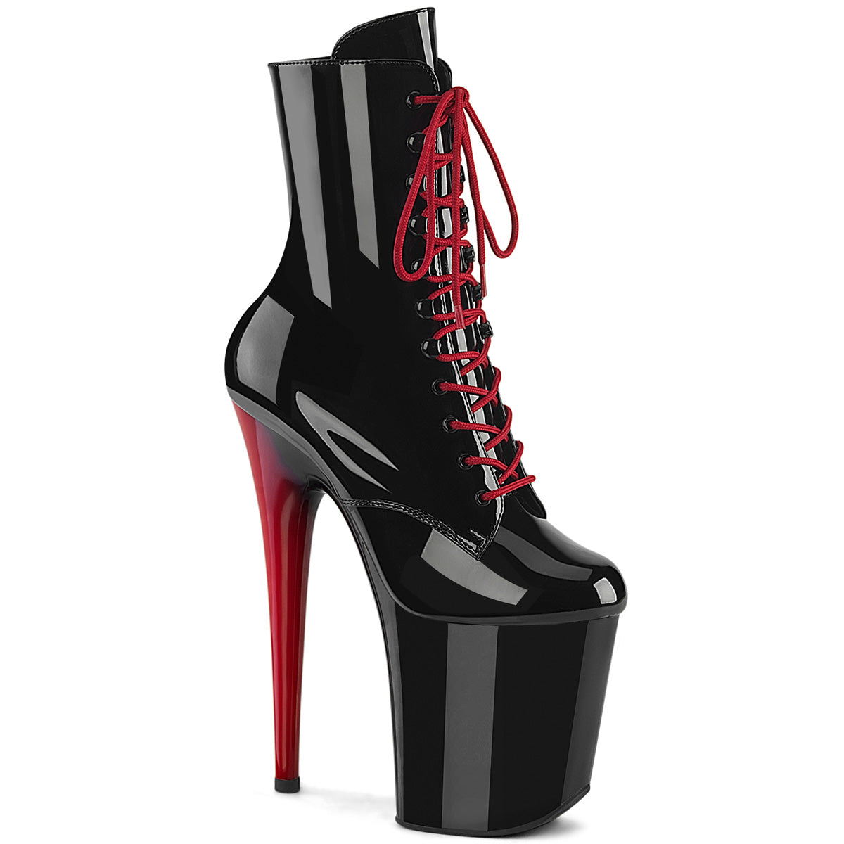 Pleaser - Flamingo 1020 - Black & Red - 8 inch