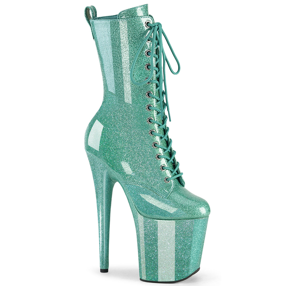 Pleaser - Flamingo 1040GP - Aqua Glitter - 8 inch