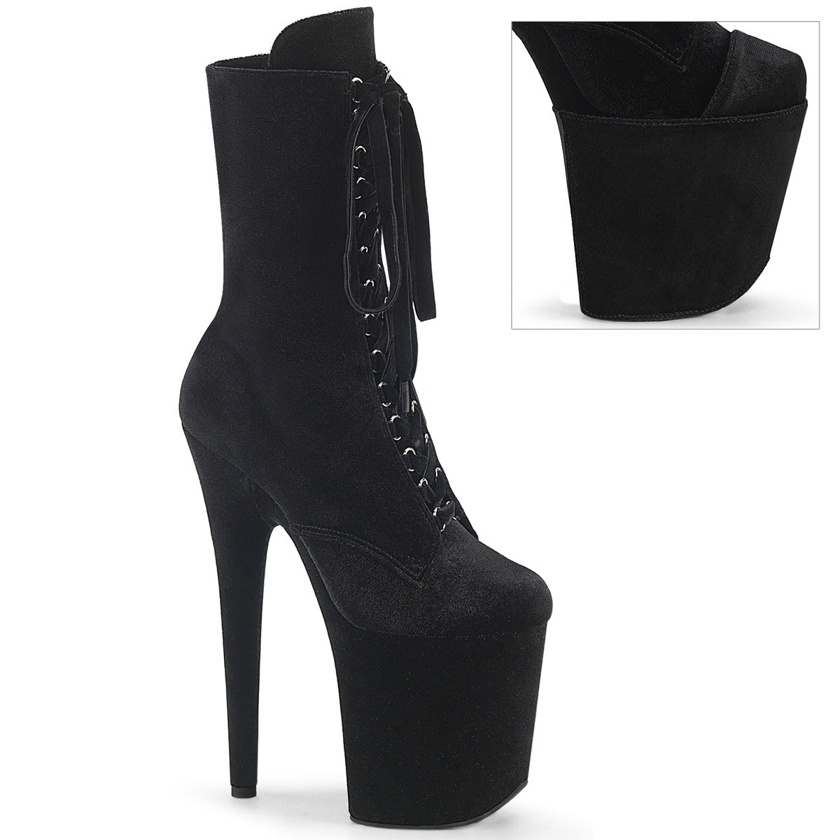 Pleaser - Flamingo 1045VEL - Black Velvet - 8 inch