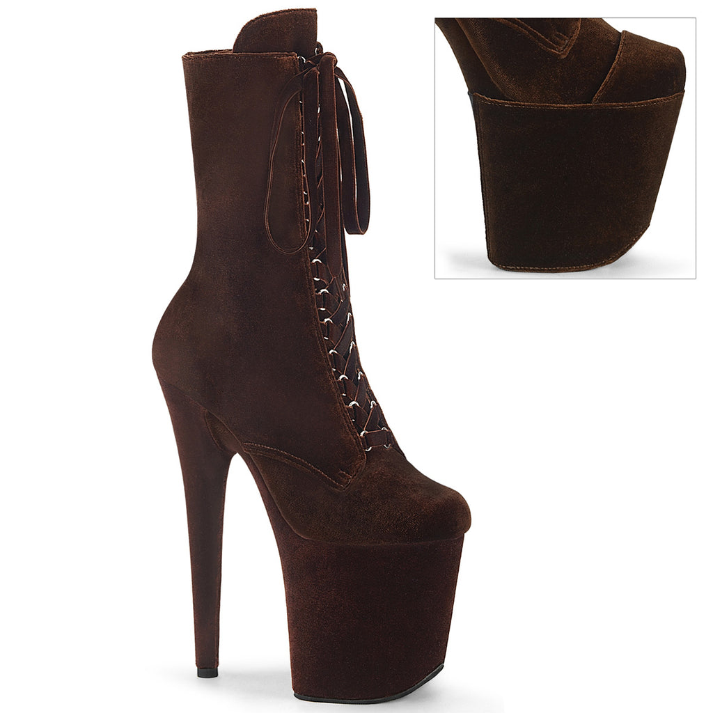 Pleaser - Flamingo 1045VEL - Brown Velvet - 8 inch