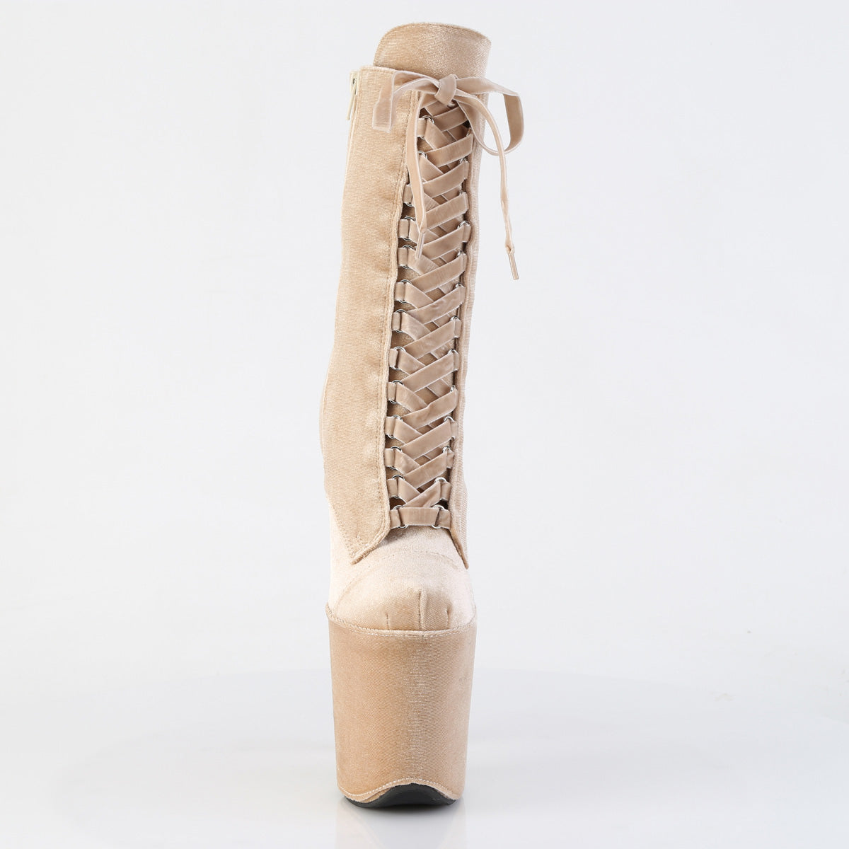 Pleaser - Flamingo 1045VEL - Cream Velvet - 8 inch