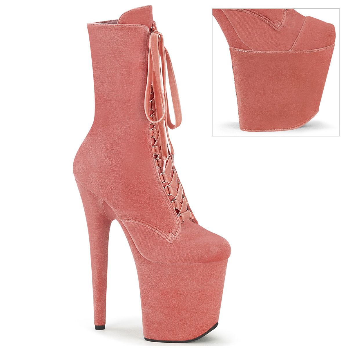 Pleaser - Flamingo 1045VEL - Dusty Pink Velvet - 8 inch