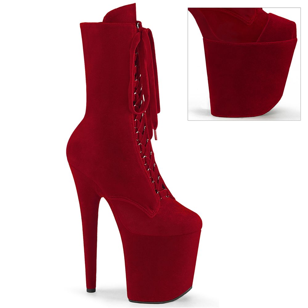 Pleaser - Flamingo 1045 - Red Velvet - 8inch