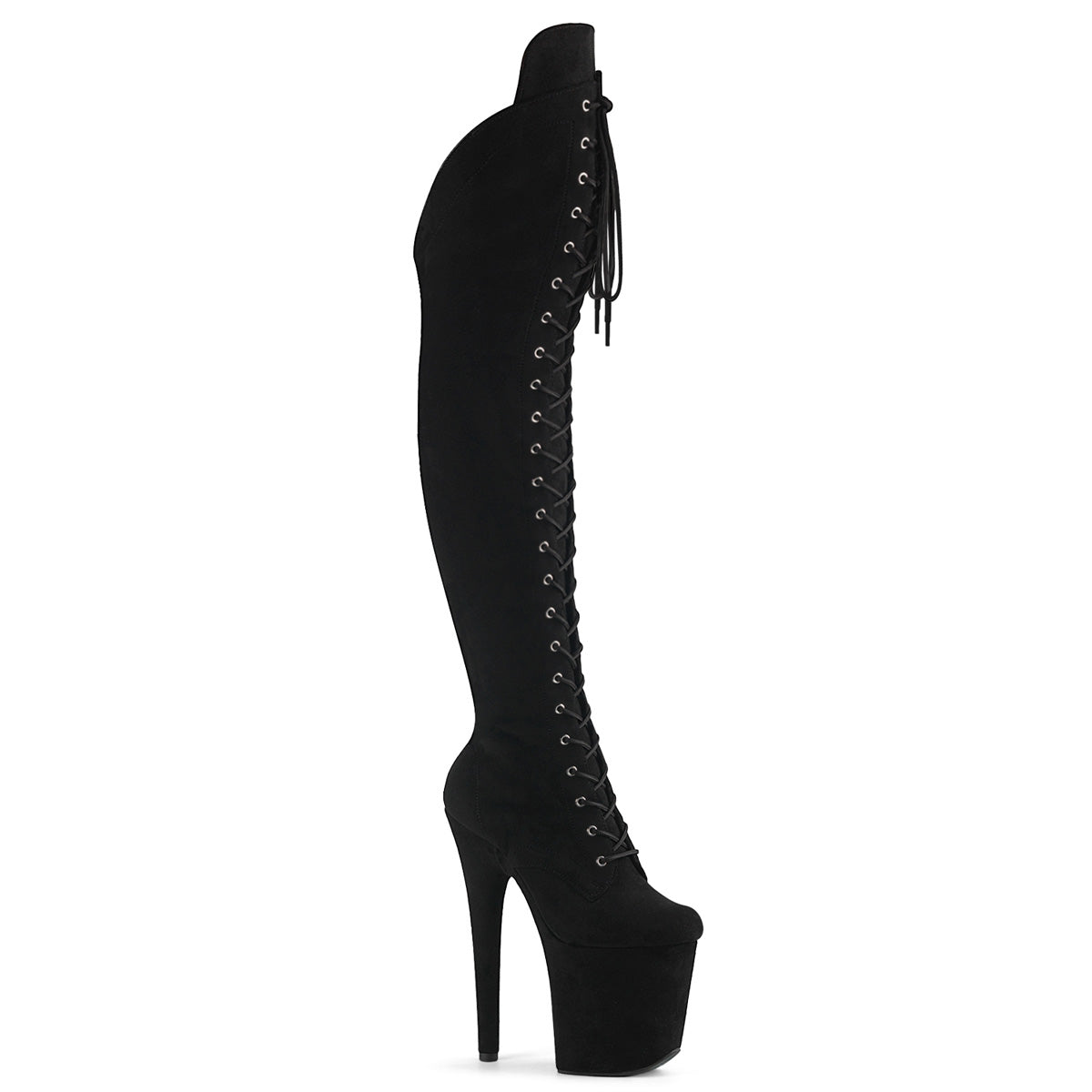 Pleaser - Flamingo 3014FS - Black Faux Suede - 8 inch