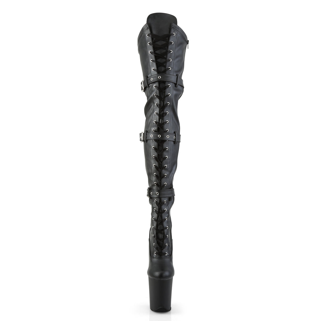 Pleaser - Flamingo 3028 - Black Faux Leather - 8 inch