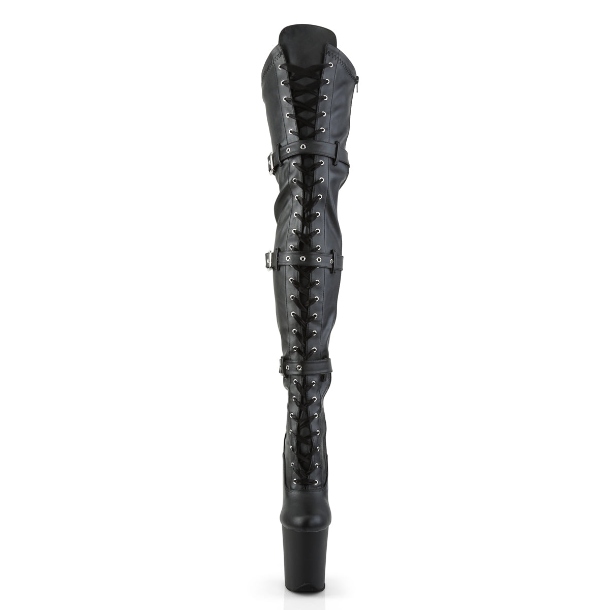 Pleaser - Flamingo 3028 - Black Faux Leather - 8 inch