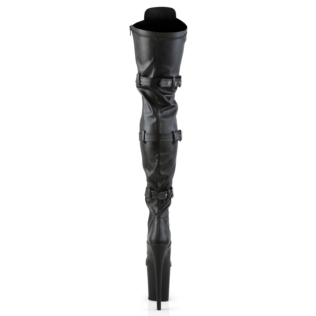 Pleaser - Flamingo 3028 - Black Faux Leather - 8 inch