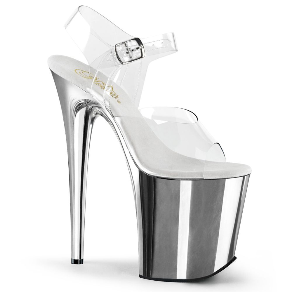 Pleaser - Flamingo 808 - Silver Chrome - 8inch