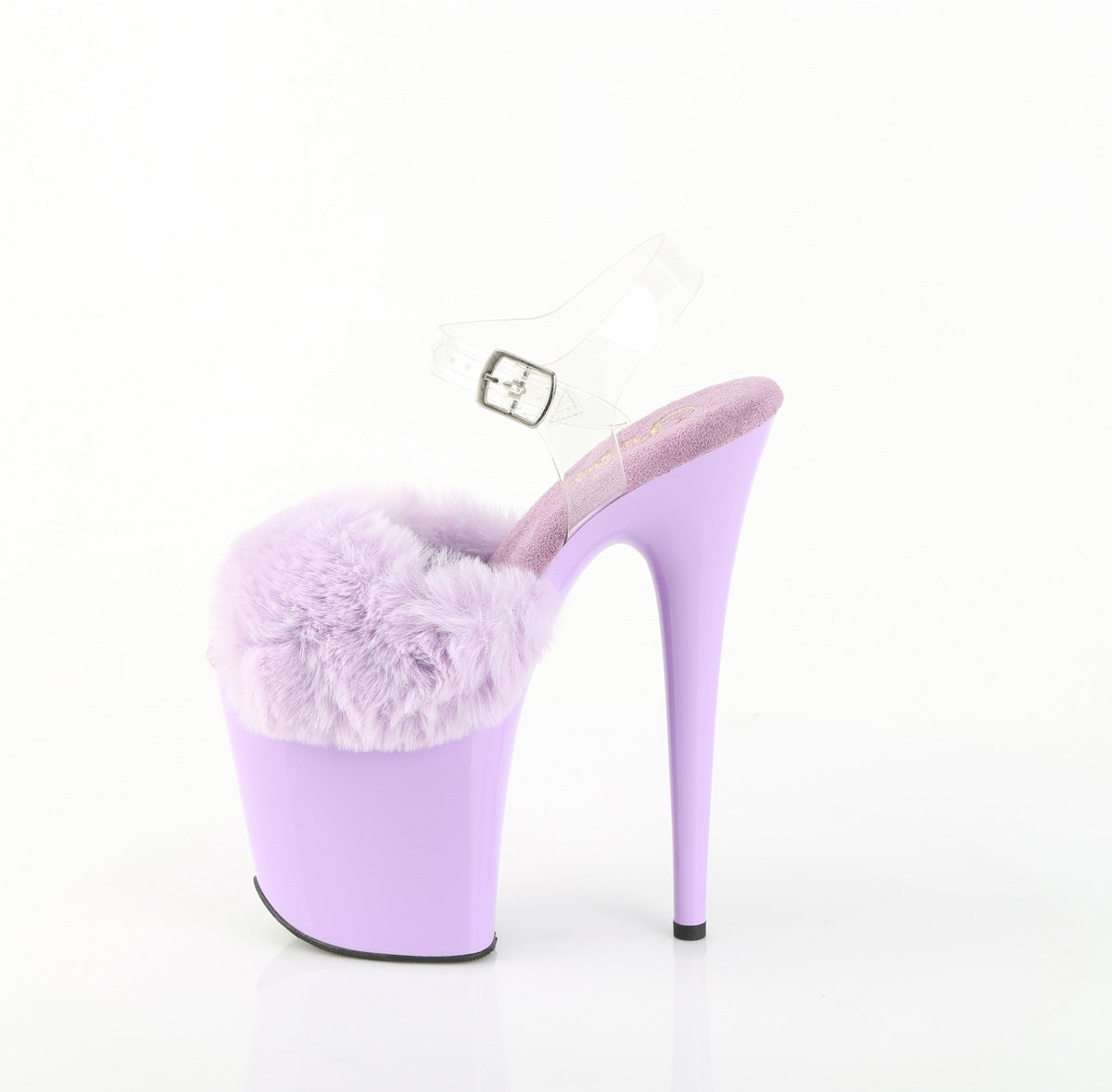 Pleaser - Flamingo 808FUR - Lavender Faux Fourrure-Clear Jelly - 8 inch